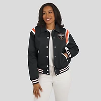 Women's WEAR by Erin Andrews Black Cincinnati Bengals Varsity Lightweight Full-Snap Jacket