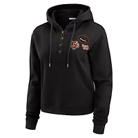 Women's WEAR by Erin Andrews  Black Cincinnati Bengals Waffle Hoodie Pullover Top