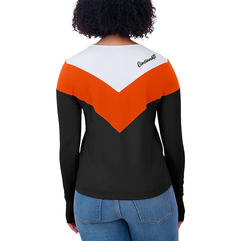 Women's WEAR by Erin Andrews Cincinnati Bengals Black/Orange Plus Chevron Tri-Blend Long Sleeve T-Shirt