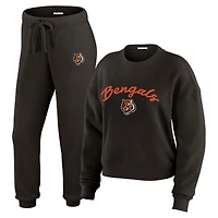 Ensemble de détente pour femme WEAR by Erin Andrews composé d'un t-shirt à manches longues et pantalon en tricot tri-blend crème des Bengals Cincinnati