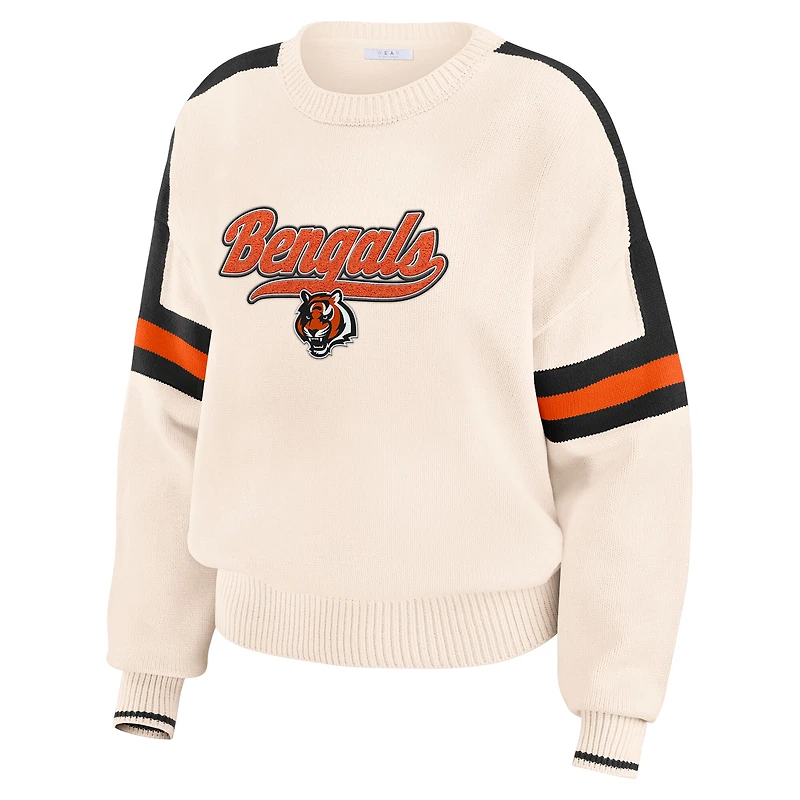 Pull à rayures crème des Bengals de Cincinnati pour femme WEAR by Erin Andrews