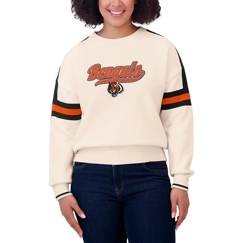 Pull à rayures crème des Bengals de Cincinnati pour femme WEAR by Erin Andrews