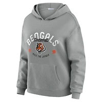 Women's WEAR by Erin Andrews Gray Cincinnati Bengals Waffle-Knit Long Sleeve Hooded Shirt & Pants Lounge Set