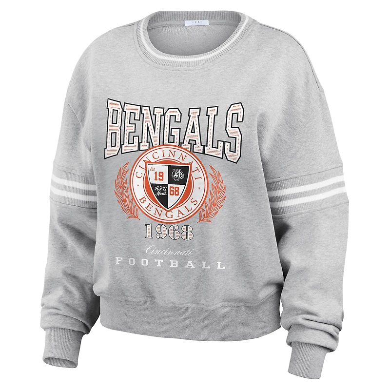 Women's WEAR by Erin Andrews Heather Gray Cincinnati Bengals Pullover Sweatshirt