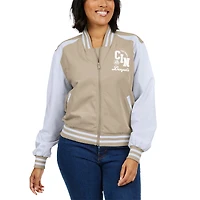 Women's WEAR by Erin Andrews Tan Cincinnati Bengals Tonal Full-Zip Bomber Jacket