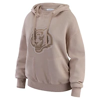 Women's WEAR by Erin Andrews  Tan Cincinnati Bengals Washed Pullover Crewdie