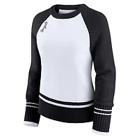 Women's WEAR by Erin Andrews White/Black Cincinnati Bengals Colorblock Raglan Sweater