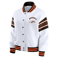 Women's WEAR by Erin Andrews White Cincinnati Bengals Full-Snap Fleece Sweatshirt Jacket