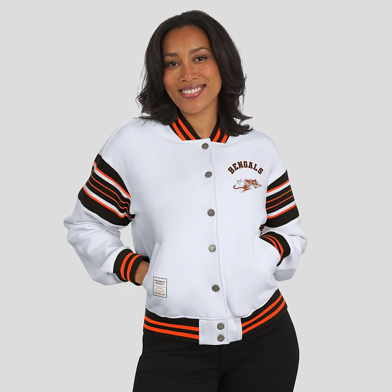 Veste polaire blanche à boutons-pression pour femme WEAR by Erin Andrews des Bengals de Cincinnati