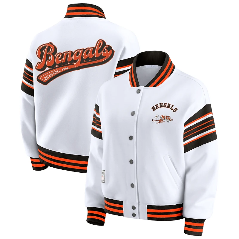 Veste polaire blanche à boutons-pression pour femme WEAR by Erin Andrews des Bengals de Cincinnati