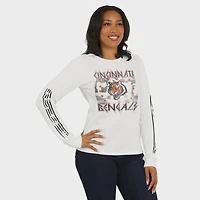 Women's WEAR by Erin Andrews  White Cincinnati Bengals Graphic Waffle Long-Sleeve T-Shirt