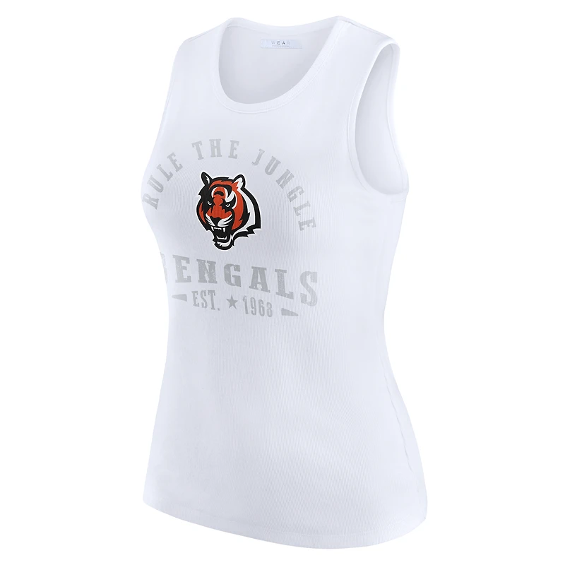 Débardeur côtelé blanc à motif graphique WEAR by Erin Andrews pour femme, Bengals de Cincinnati