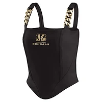 Women's WEAR by Erin Andrews x Gracie Hunt Black Cincinnati Bengals Chain Link Corset Top