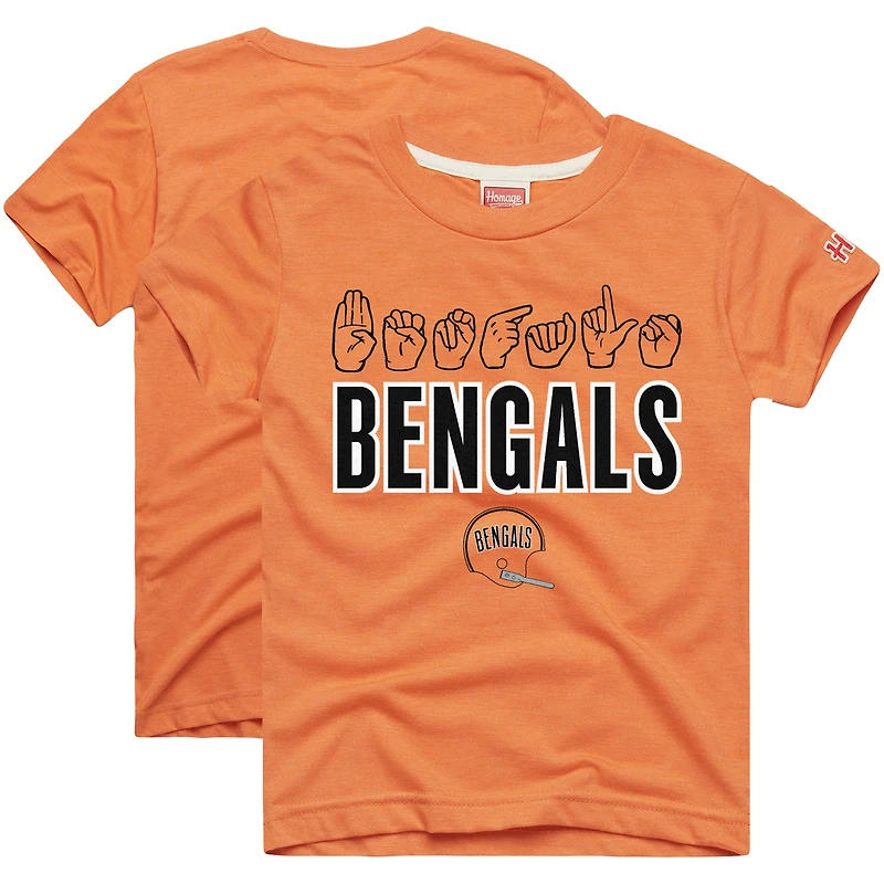 Youth Homage Orange Cincinnati Bengals Love Sign x ASL 2.0 Tri-Blend T-Shirt