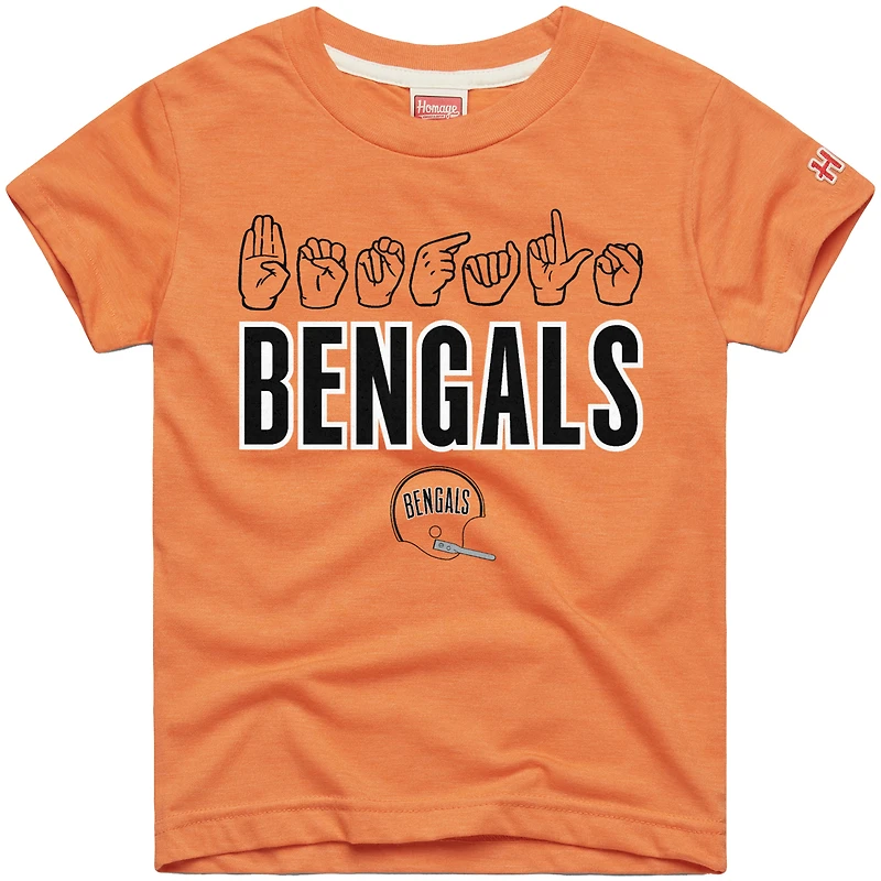 Youth Homage Orange Cincinnati Bengals Love Sign x ASL 2.0 Tri-Blend T-Shirt