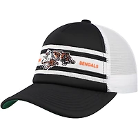 Youth Mitchell & Ness Black Cincinnati Bengals Stripe Trucker Adjustable Hat