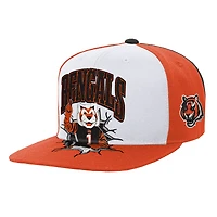 Casquette snapback Mitchell & Ness blanche pour enfant, mascotte des Bengals de Cincinnati