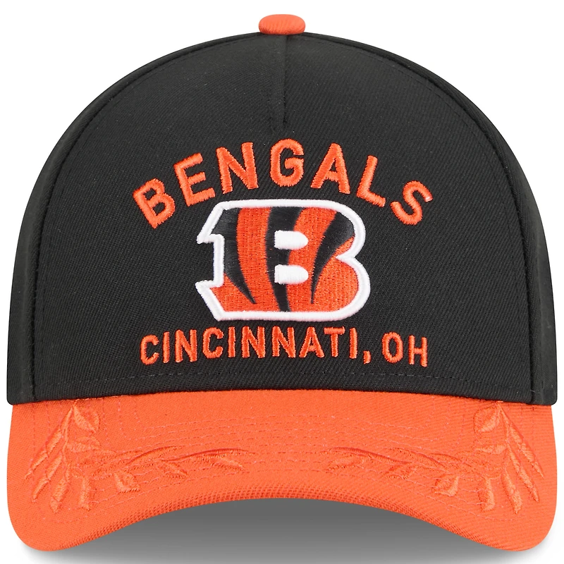 Youth New Era Black/Orange Cincinnati Bengals 2025 NFL Draft 9FORTY A-Frame M-Crown Adjustable Hat