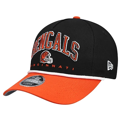 Youth New Era  Black/Orange Cincinnati Bengals  Arch COOLERA 9FORTY A-Frame Adjustable Hat