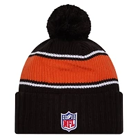 Youth New Era Black Cincinnati Bengals 2024 Sideline Sport Cuffed Knit Hat with Pom