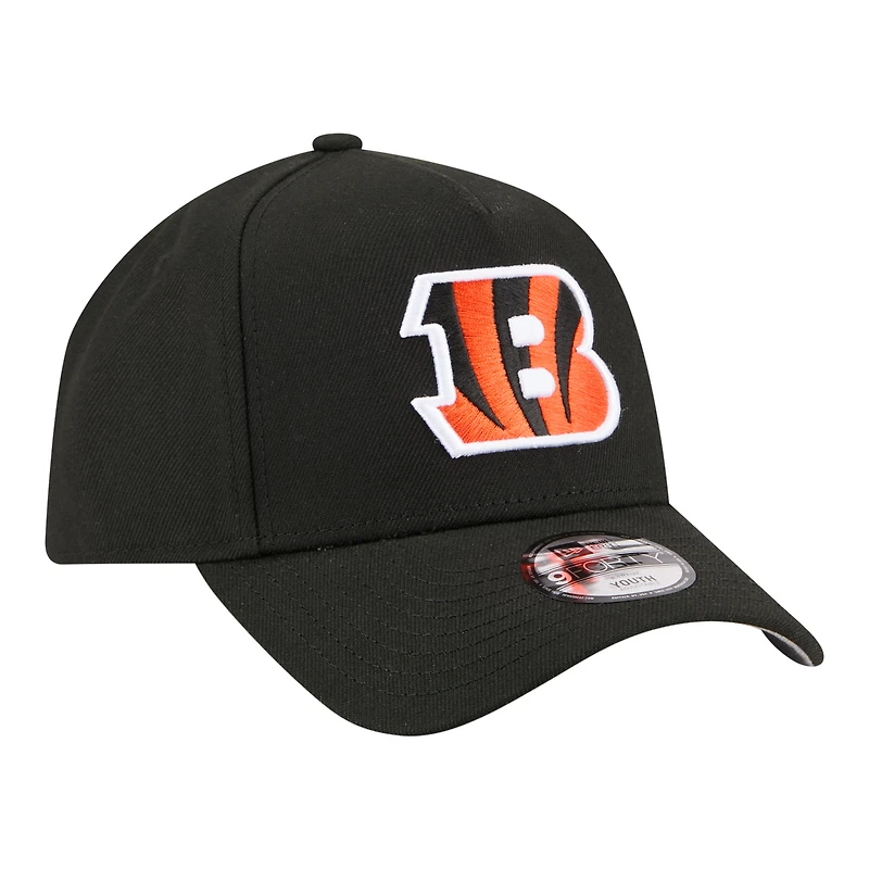 Youth New Era  Black Cincinnati Bengals 9FORTY A-Frame Adjustable Hat