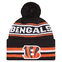 Bonnet en tricot classique à revers et pompon New Era pour jeunes Cincinnati Bengals noir