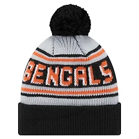 Youth New Era Black Cincinnati Bengals Main Cuffed Knit Hat with Pom