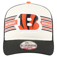 Casquette de camionneur ajustable New Era 9FIFTY A-Frame crème/noir pour jeunes des Bengals de Cincinnati