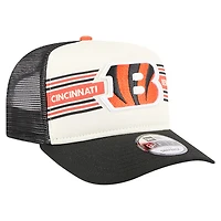 Youth New Era Cream/Black Cincinnati Bengals Banner 9FIFTY A-Frame Adjustable Trucker Hat