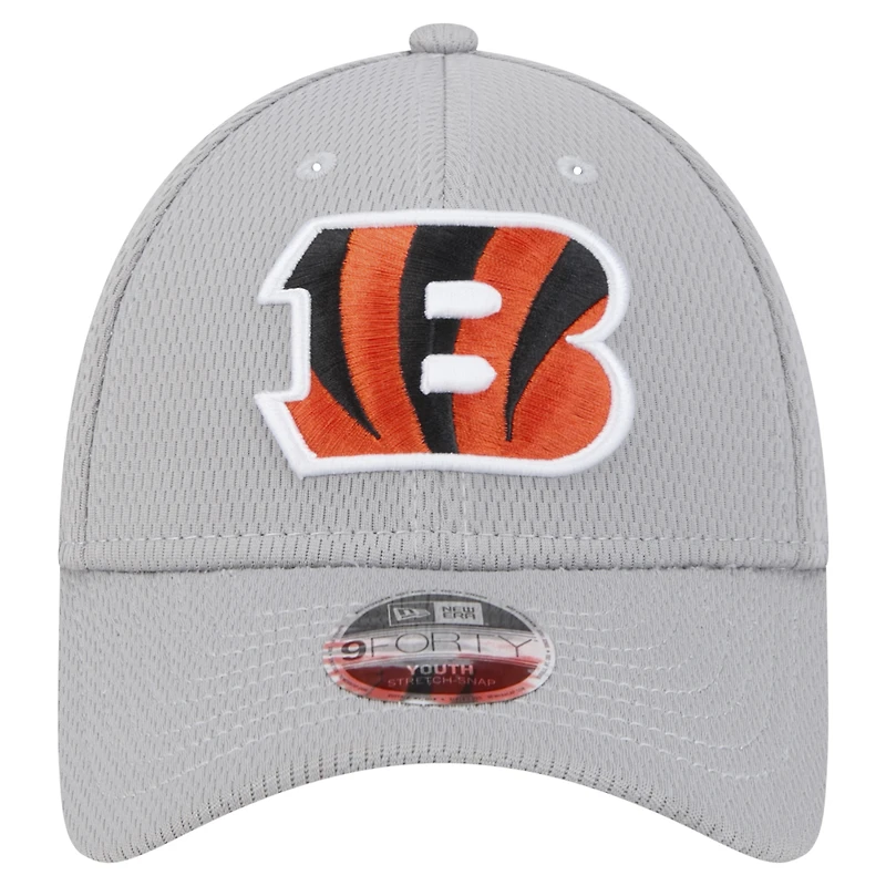 Youth New Era Gray Cincinnati Bengals Main 9FORTY Adjustable Hat