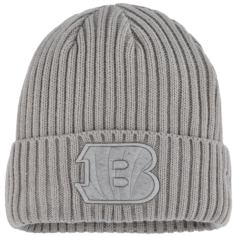 Bonnet en tricot à revers pour jeune New Era gris chiné Cincinnati Bengals Color Pack