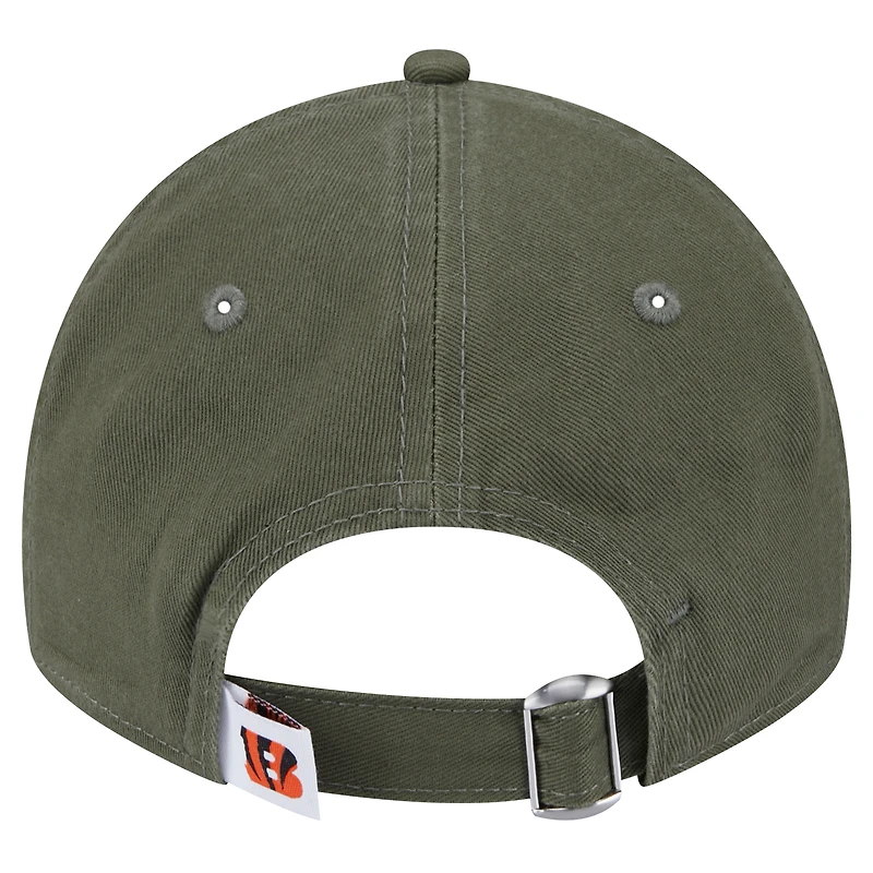 Casquette ajustable New Era Olive Cincinnati Bengals Main 9TWENTY pour jeunes