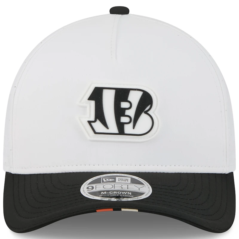 Youth New Era  White/Black Cincinnati Bengals 2025 NFL Training Camp A-Frame 9FORTY Adjustable Hat