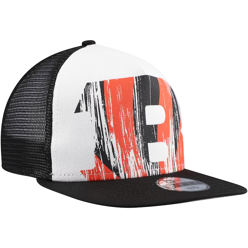 Youth New Era White/Black Cincinnati Bengals Distressed 9FIFTY A-Frame Snapback Hat