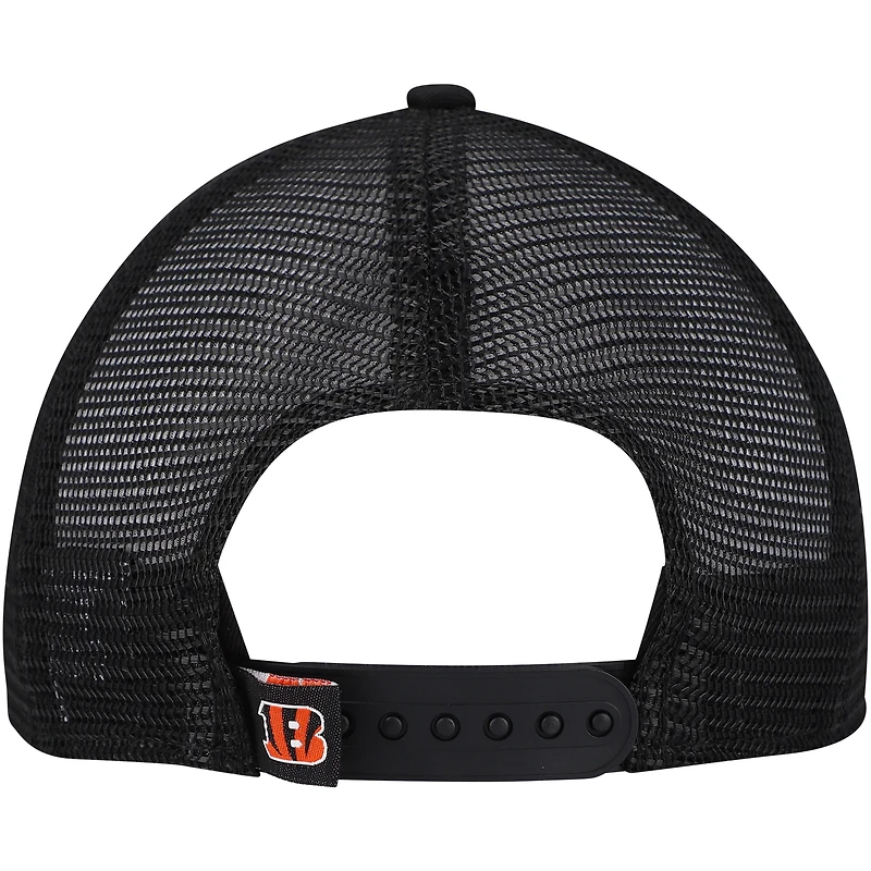 Youth New Era White/Black Cincinnati Bengals Distressed 9FIFTY A-Frame Snapback Hat
