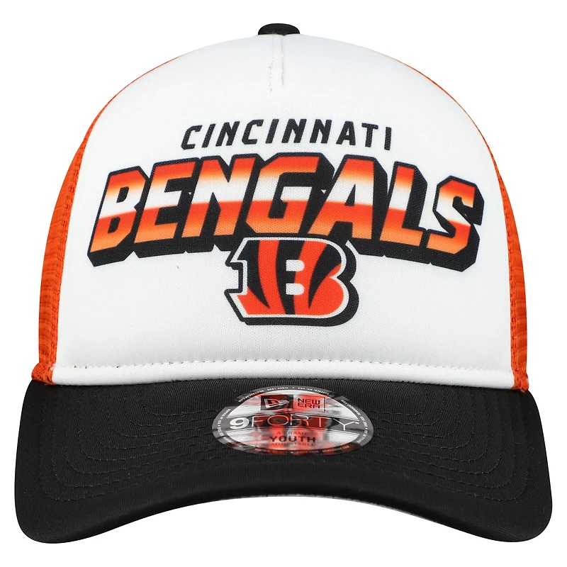Youth New Era  White/Black Cincinnati Bengals Streak 9FORTY A-Frame Adjustable Hat