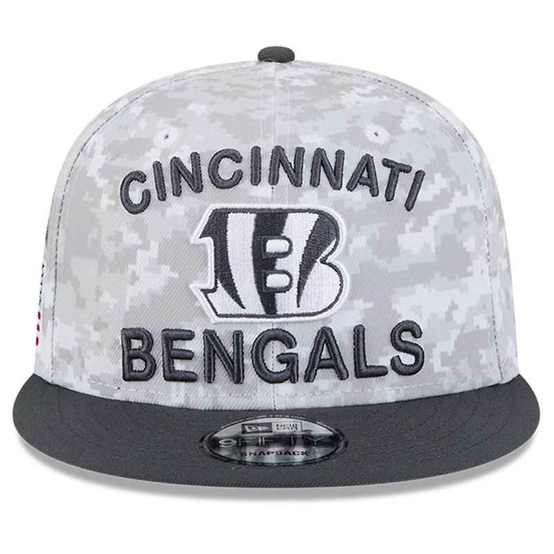 Youth New Era White/Graphite Cincinnati Bengals 2024 Salute To Service 9FIFTY Snapback Hat