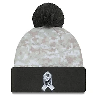 Youth New Era White/Graphite Cincinnati Bengals 2024 Salute To Service Cuffed Pom Knit Hat