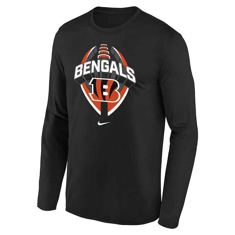 T-shirt de performance à manches longues Nike noir pour jeune Cincinnati Bengals Primetime Legend Icon