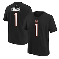 T-shirt Nike Ja'Marr Chase pour jeune, noir, nom et numéro du joueur des Bengals de Cincinnati
