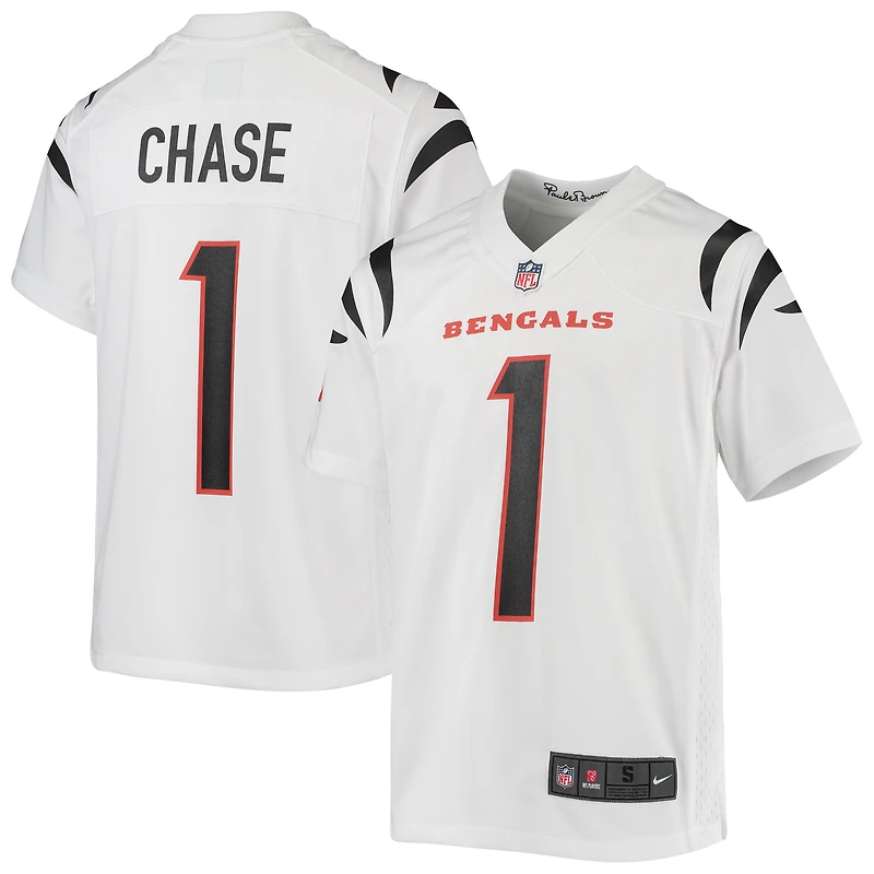 Maillot de match Nike Ja'Marr Chase pour jeunes des Bengals Cincinnati, blanc