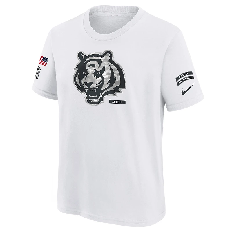 T-shirt Nike blanc pour jeunes Cincinnati Bengals 2024 Salute To Service