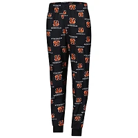 Youth Outerstuff Black Cincinnati Bengals All-Over-Print Long Sleeve T-Shirt and Pants Sleep Set
