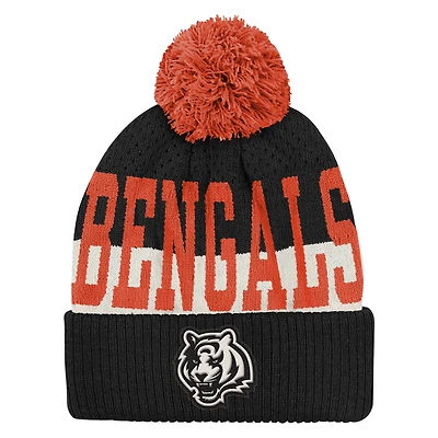 Youth Outerstuff  Black Cincinnati Bengals Modern Fan Cuffed Knit Hat with Pom