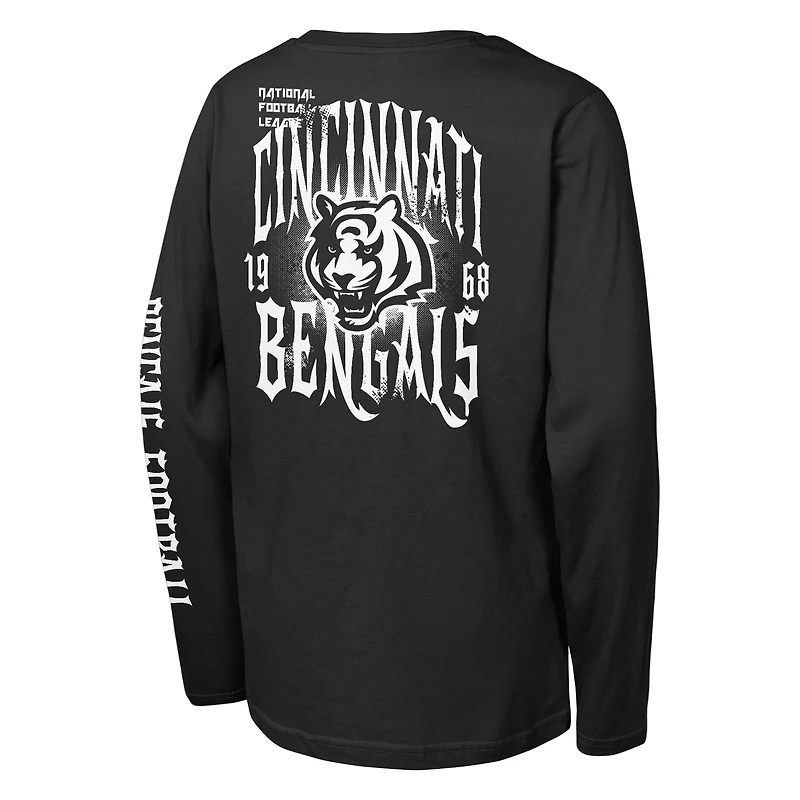 Youth Outerstuff Black Cincinnati Bengals Rumble Long Sleeve T-Shirt