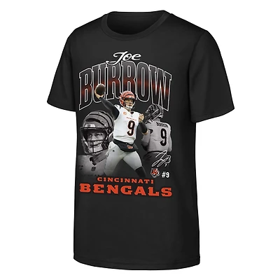 Youth Outerstuff Joe Burrow Black Cincinnati Bengals Triple Pic T-Shirt