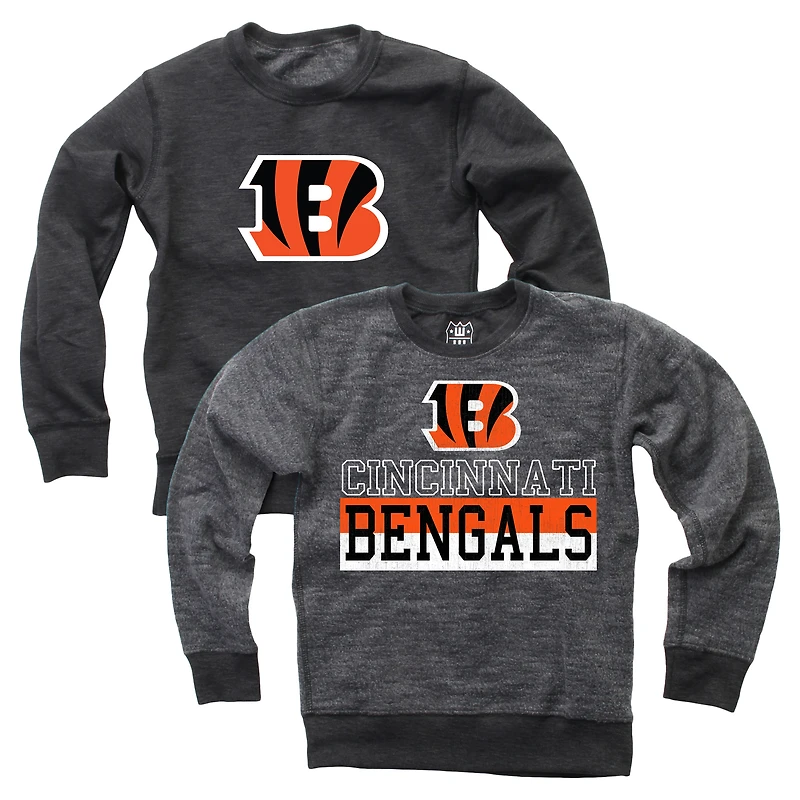 Youth Wes & Willy Black Cincinnati Bengals Reversible Fleece Pullover Sweatshirt
