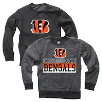 Youth Wes & Willy  Black Cincinnati Bengals Reversible Fleece Pullover Sweatshirt