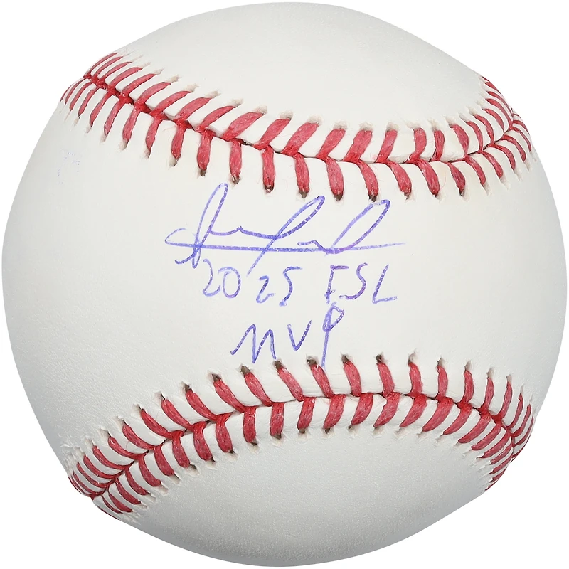 Balle de baseball autographiée par Alfredo Duno des Reds de Cincinnati avec inscription « MVP FSL 2025 »