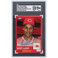 Barry Larkin Cincinnati Reds Autographed 2022 Topps Chrome Platinum Anniversary Red Refractor #CPA-BL #4/5 SGC Authenticated 9/10 Card